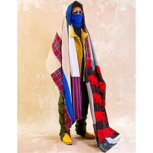 NWOT Paulo Redeem Upcycled Reclaimed Fabric 1 of 1 Blanket Cape Scarf
